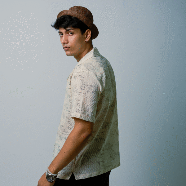 JACQUARD OFF-WHITE UNISEX SHIRT - Image 3